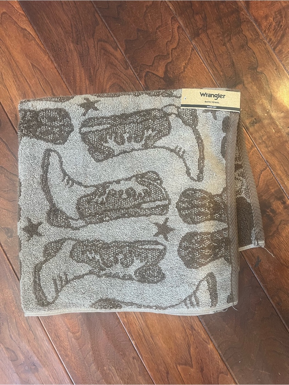 Wrangler Western Cowboy Boot Bath Towel Brown